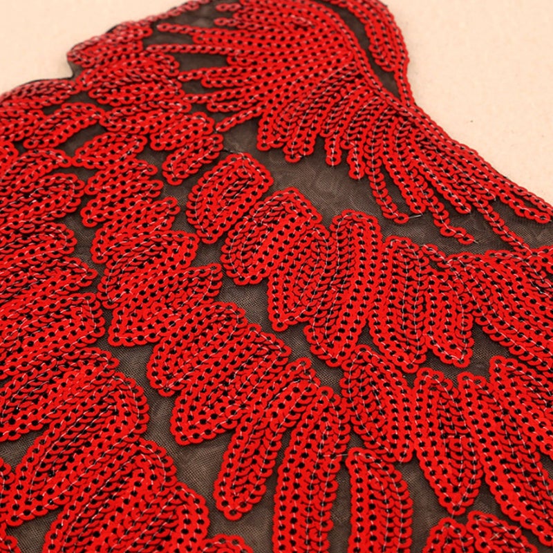 Kennedy Manufacturing Sequins Large Angel Wings Patches Decorative Iron on Sew on Big Patches for Jacket Jeans DIY, Red - Image 3